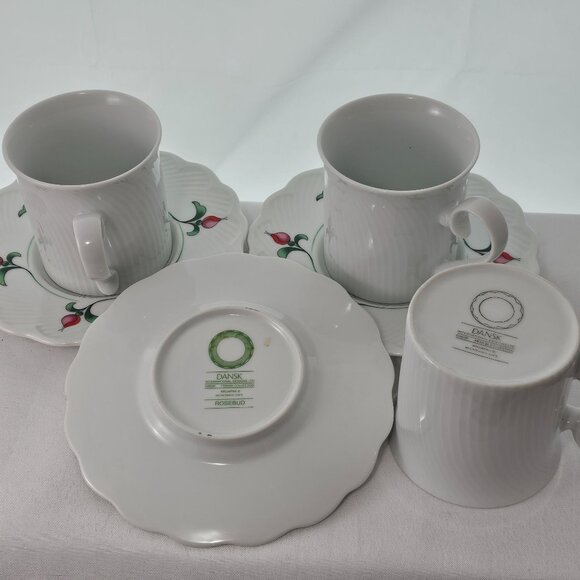 Dansk Rosebud Cup Saucer 3-1/4" floral 8oz romantic elegance tea coffee sets (3) - Picture 7 of 10